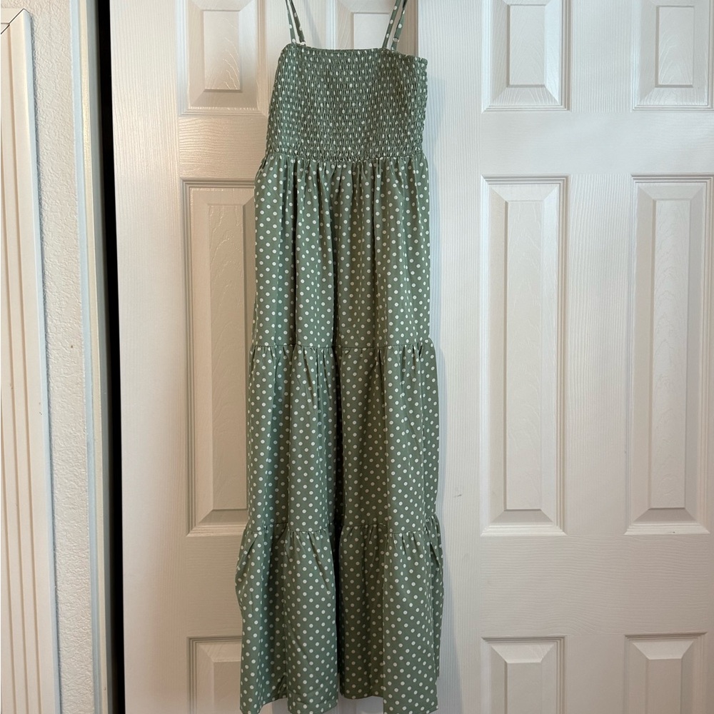 Green Polka Dot Maxi Dress
